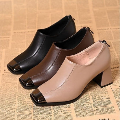 📢📢55% DE RÉDUCTION !!!✨Chaussures à talons épais et bout carré pour femmes avec fermeture à glissière