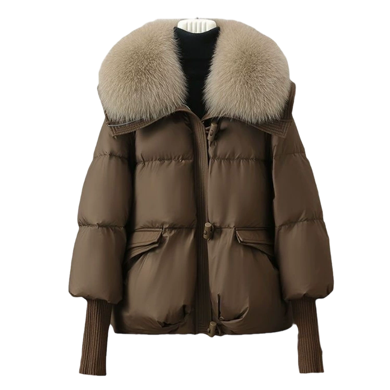 🏆 Vente flash 50 % de réduction ⚡ Doudoune courte élégante pour femme avec col moelleux