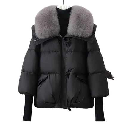 🏆 Vente flash 50 % de réduction ⚡ Doudoune courte élégante pour femme avec col moelleux