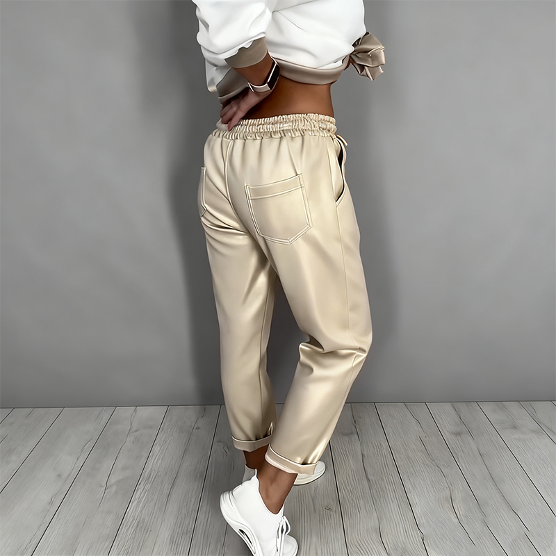 🔥Offre à durée limitée - 💃Ensemble 2 pièces pour femme composé d'un haut décolleté en V décontracté et d'un pantalon taille haute