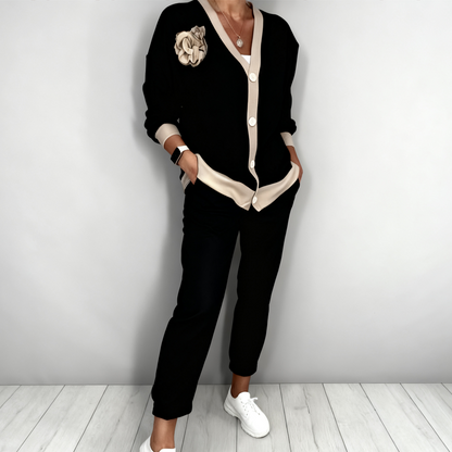 🔥Offre à durée limitée - 💃Ensemble 2 pièces pour femme composé d'un haut décolleté en V décontracté et d'un pantalon taille haute