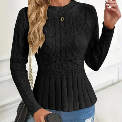 🔥 50% DE RÉDUCTION ! ✨ Pull Femme à Col Peter Pan - Maille Épaisse, Ourlet Péplum, Intemporel pour Tenues d'Automne 🧶✨