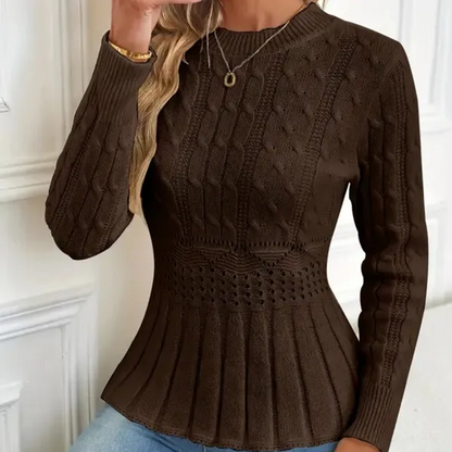 🔥 50% DE RÉDUCTION ! ✨ Pull Femme à Col Peter Pan - Maille Épaisse, Ourlet Péplum, Intemporel pour Tenues d'Automne 🧶✨