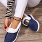 Chaussures à enfiler confortables pour femmes, doublées de fausse fourrure