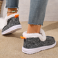 Chaussures à enfiler confortables pour femmes, doublées de fausse fourrure