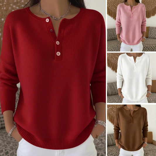 📢📢59 % DE RÉDUCTION !!! ✨Pull en Maille à Col en V avec Boutons pour Femme
