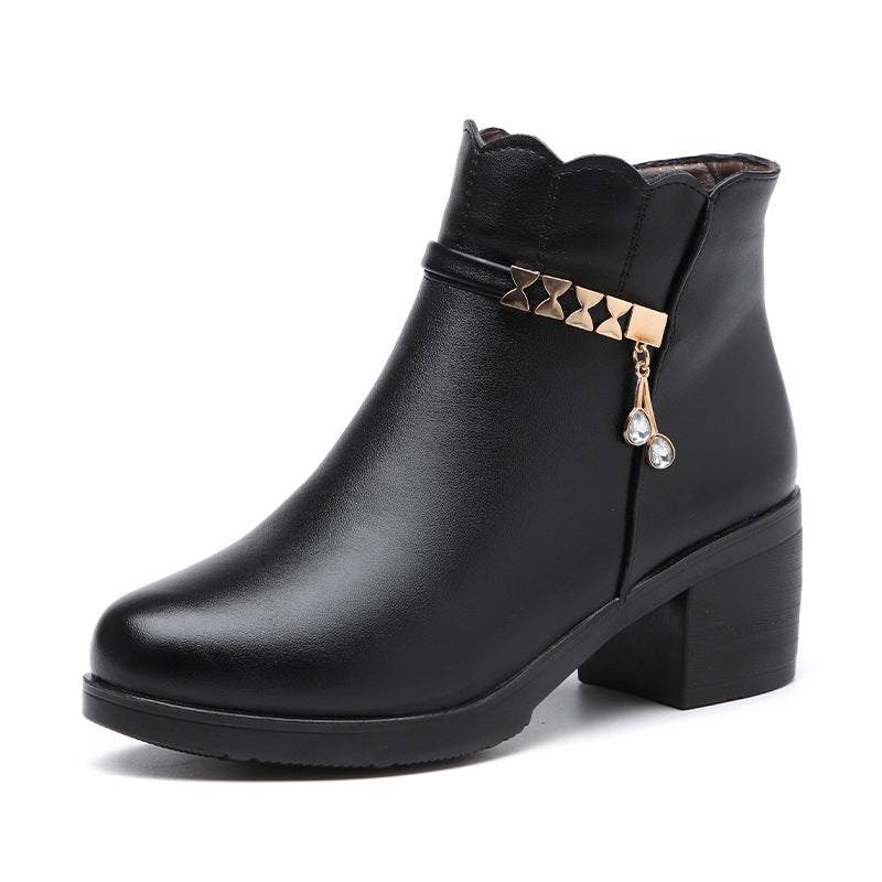 🔥Bottines hiver femme💖Ultra chaudes avec doublure en peluche, semelle antidérapante, noires intemporelles