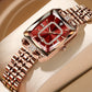 Montre carrée pour femme avec quartz et strass