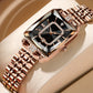 Montre carrée pour femme avec quartz et strass