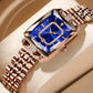 Montre carrée pour femme avec quartz et strass