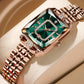 Montre carrée pour femme avec quartz et strass