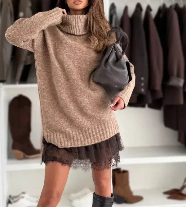 ❄️💃 Soldes d'hiver - 39 % de réduction 👗 Ensemble mini-robe et pull à col roulé pour femme