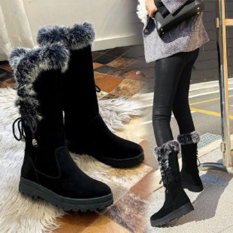Bottes mi-mollet pratiques, chaudes, antidérapantes et résistantes à l'usure pour femmes