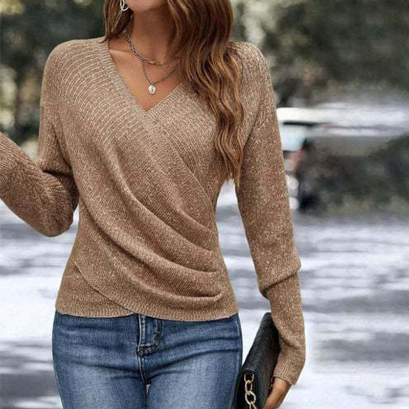 🔥 DERNIER JOUR – 50% DE RÉDUCTION ! Haut Élégant à Col V – Double Port & Coupe Amincissante