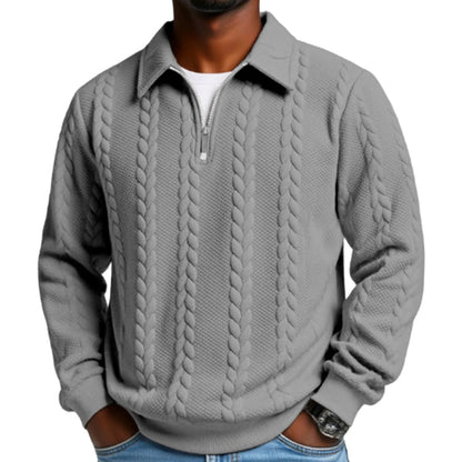 🔥Offres spéciales-Pull-over décontracté à demi-zip et à torsades pour homme