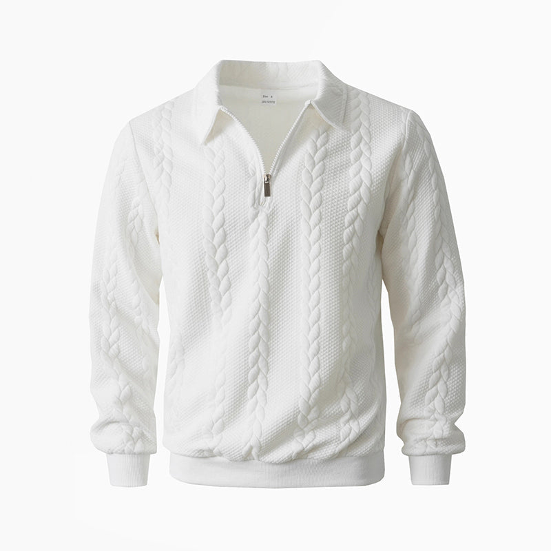 🔥Offres spéciales-Pull-over décontracté à demi-zip et à torsades pour homme