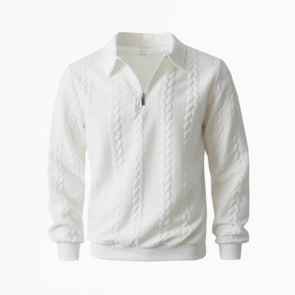🔥Offres spéciales-Pull-over décontracté à demi-zip et à torsades pour homme