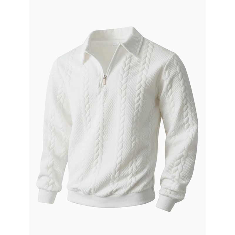 🔥Offres spéciales-Pull-over décontracté à demi-zip et à torsades pour homme