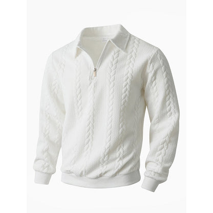 🔥Offres spéciales-Pull-over décontracté à demi-zip et à torsades pour homme
