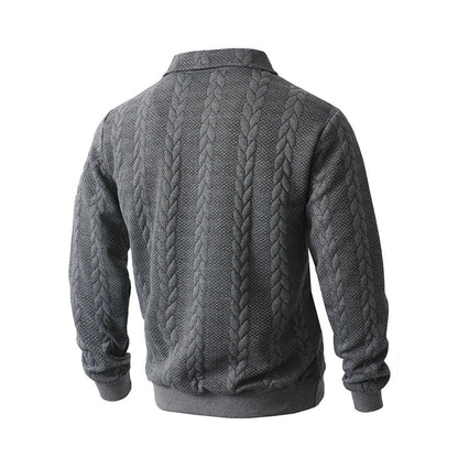 🔥Offres spéciales-Pull-over décontracté à demi-zip et à torsades pour homme