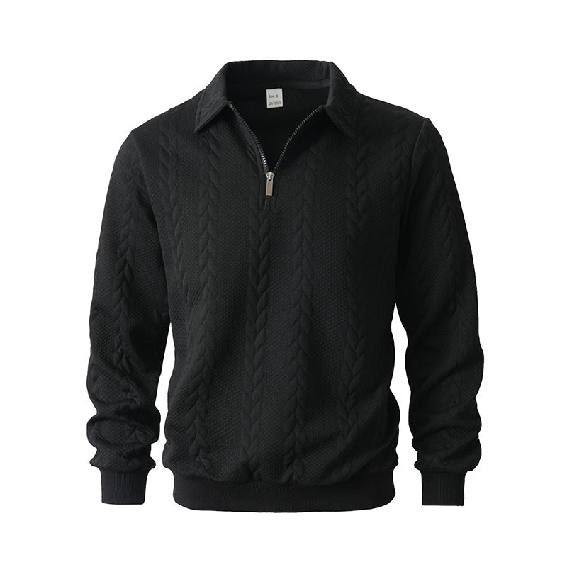🔥Offres spéciales-Pull-over décontracté à demi-zip et à torsades pour homme