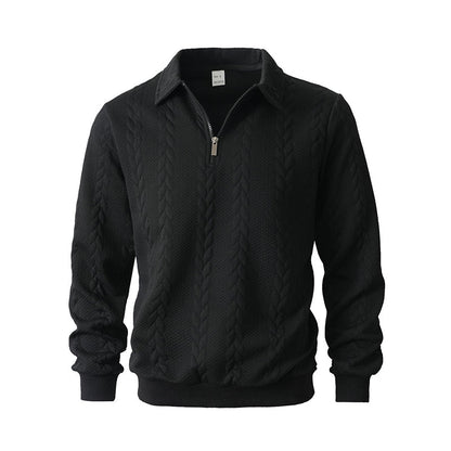 🔥Offres spéciales-Pull-over décontracté à demi-zip et à torsades pour homme