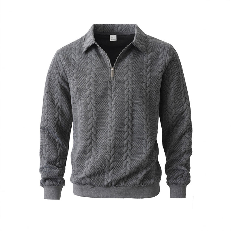 🔥Offres spéciales-Pull-over décontracté à demi-zip et à torsades pour homme