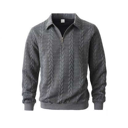 🔥Offres spéciales-Pull-over décontracté à demi-zip et à torsades pour homme