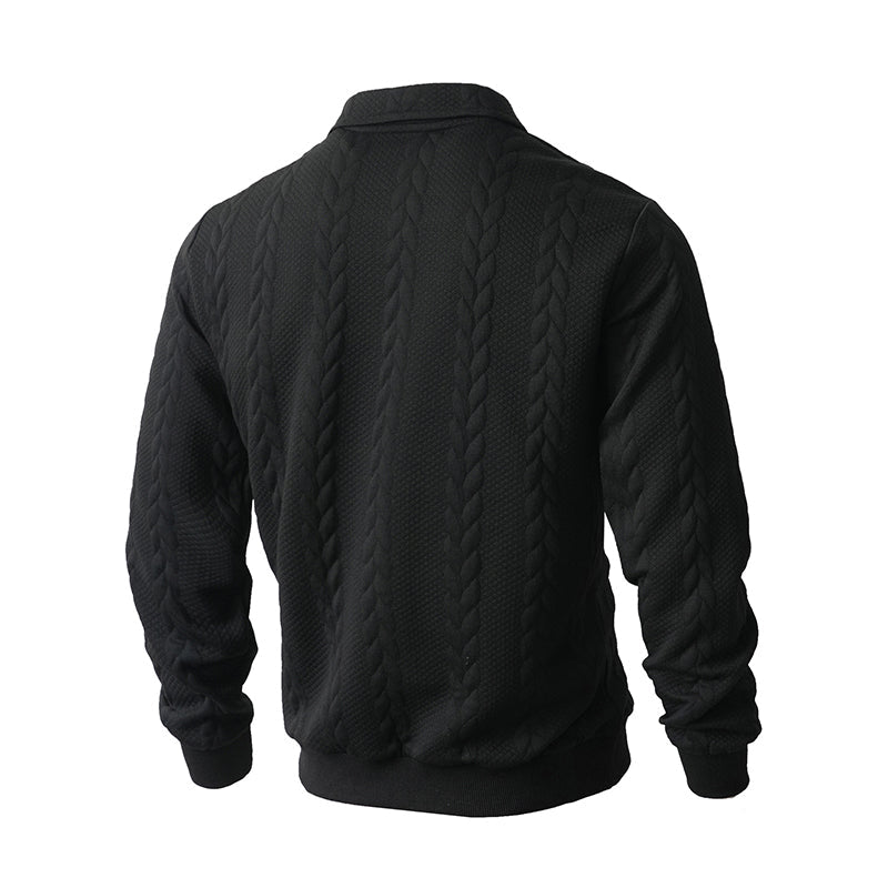 🔥Offres spéciales-Pull-over décontracté à demi-zip et à torsades pour homme
