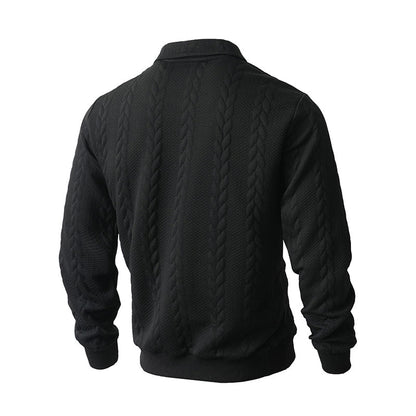 🔥Offres spéciales-Pull-over décontracté à demi-zip et à torsades pour homme