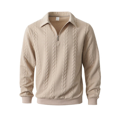 🔥Offres spéciales-Pull-over décontracté à demi-zip et à torsades pour homme