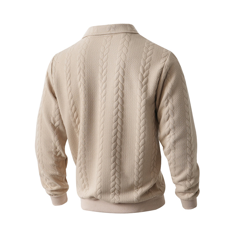 🔥Offres spéciales-Pull-over décontracté à demi-zip et à torsades pour homme