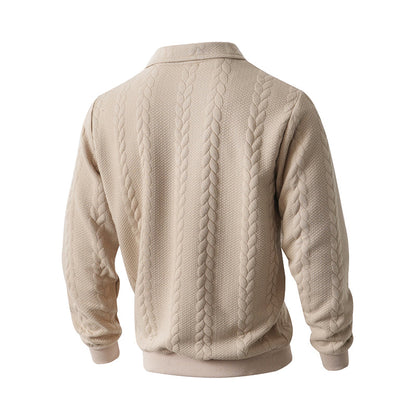 🔥Offres spéciales-Pull-over décontracté à demi-zip et à torsades pour homme