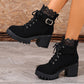 ⏳ Offre à durée limitée -50% ⏰ Bottes cheville à talon bloc avec empiècement dentelle 👢
