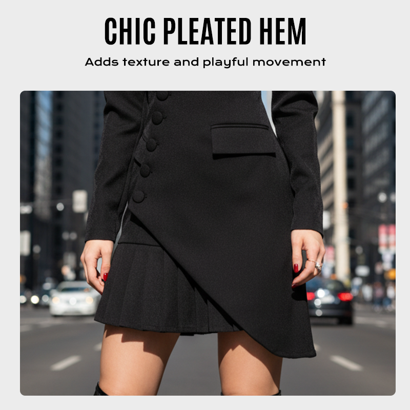 🔥VENTE LIMITÉE 50 % DE RÉDUCTION🔥Mini-robe blazer plissée à boutons sur le devant