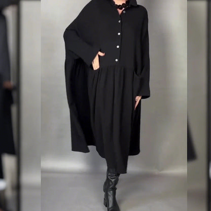 Robe longue élégante à revers évasés pour femme