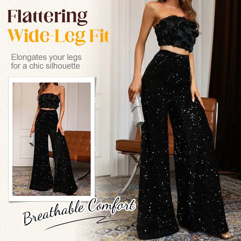 💖🔥Livraison gratuite💃Pantalon large à paillettes pour femme