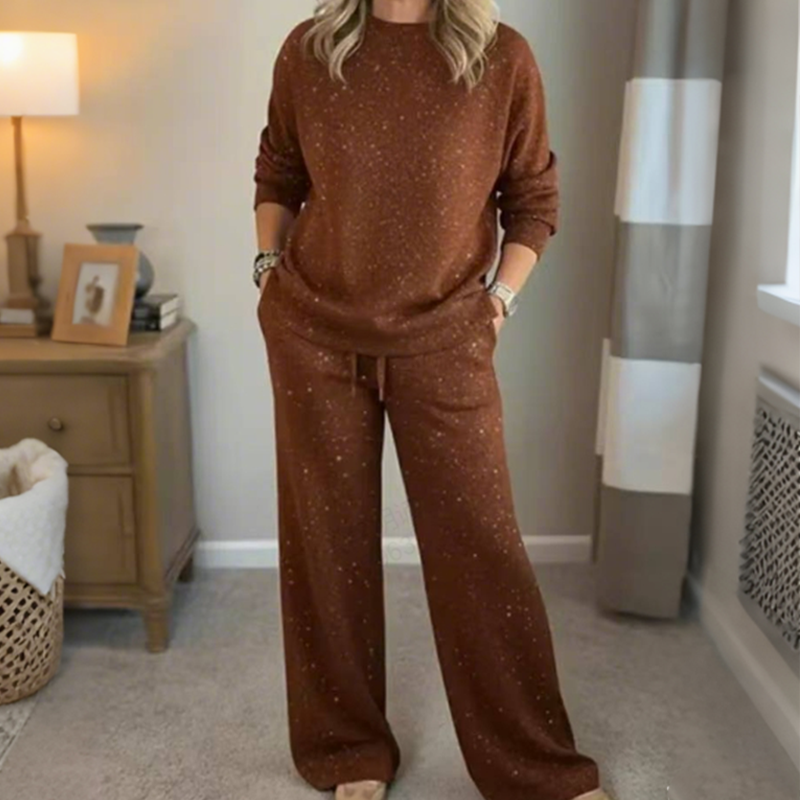 🔥Ensemble 2 pièces pour femme comprenant un pull à paillettes et un pantalon