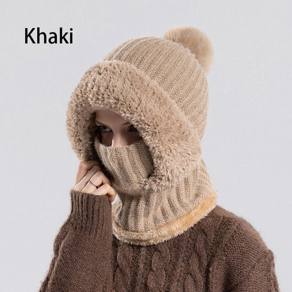 Bonnet Écharpe et Masque 3-en-1 Tricoté d'Hiver pour Femmes