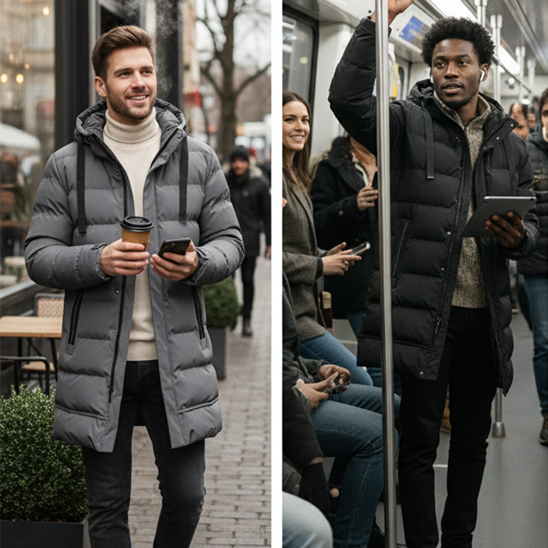 🔥Doudoune mi-longue à capuche pour homme🔥Livraison gratuite