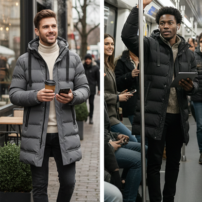 🔥Doudoune mi-longue à capuche pour homme🔥Livraison gratuite