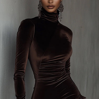 Robe élégante asymétrique à bordure en dentelle pour femme