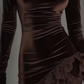Robe élégante asymétrique à bordure en dentelle pour femme