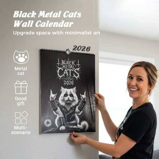😼 49% de réduction !  💗 Calendrier Chat Metal 2026 : 12 mois de félins ténébreux ! 🤘📅