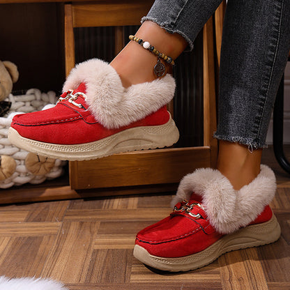Chaussons mocassin chauds avec doublure en peluche et boucle