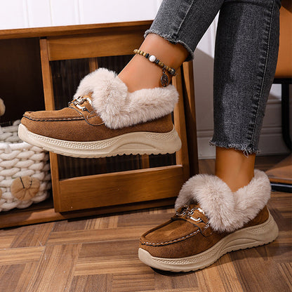 Chaussons mocassin chauds avec doublure en peluche et boucle