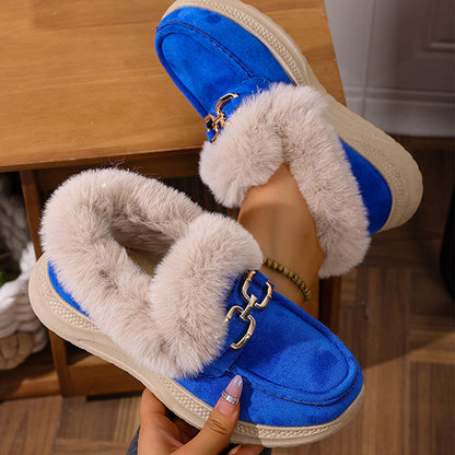 Chaussons mocassin chauds avec doublure en peluche et boucle