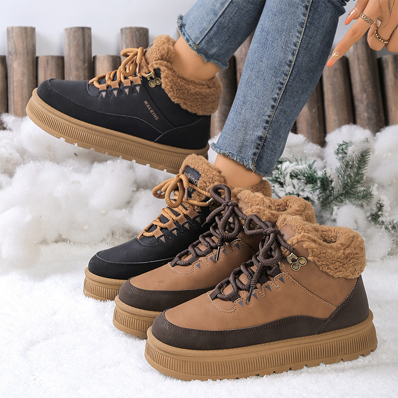 Bottes d'hiver à semelles compensées et doublure chaude pour femmes