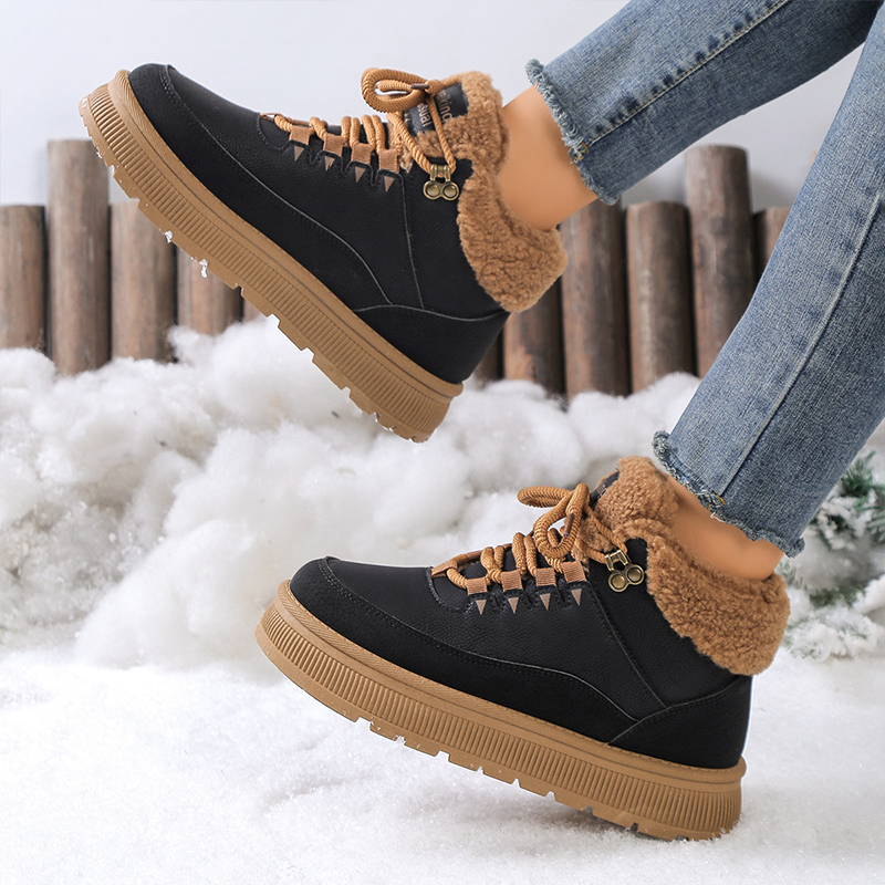Bottes d'hiver à semelles compensées et doublure chaude pour femmes