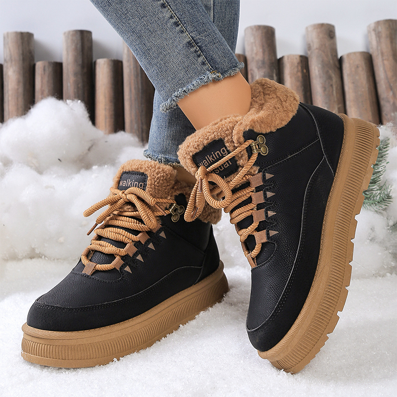 Bottes d'hiver à semelles compensées et doublure chaude pour femmes